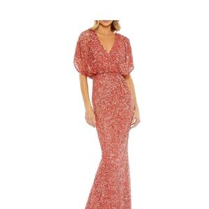 Mac Duggal Pink Dolman Sleeve V-Neck Gown